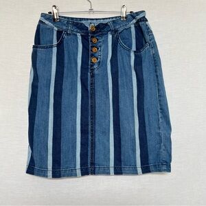 Maeve Blue Striped Pencil Jean Skirt
